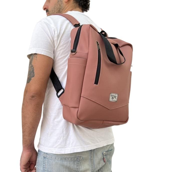 Antique pink nubuck leather-like nacho bag