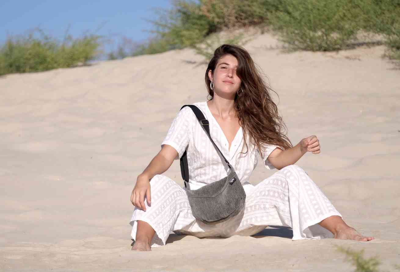 Green-Grey Corduroy Vital Side Bag