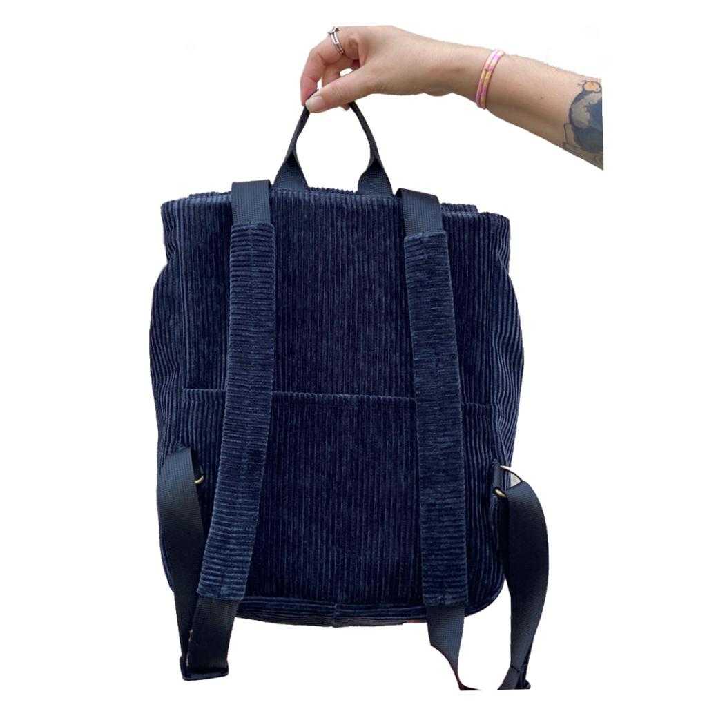 Black Corduroy Mini Students Backpack