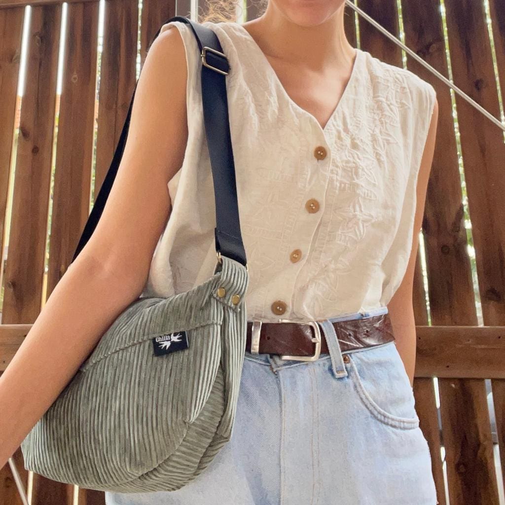 Green-Grey Corduroy Vital Side Bag