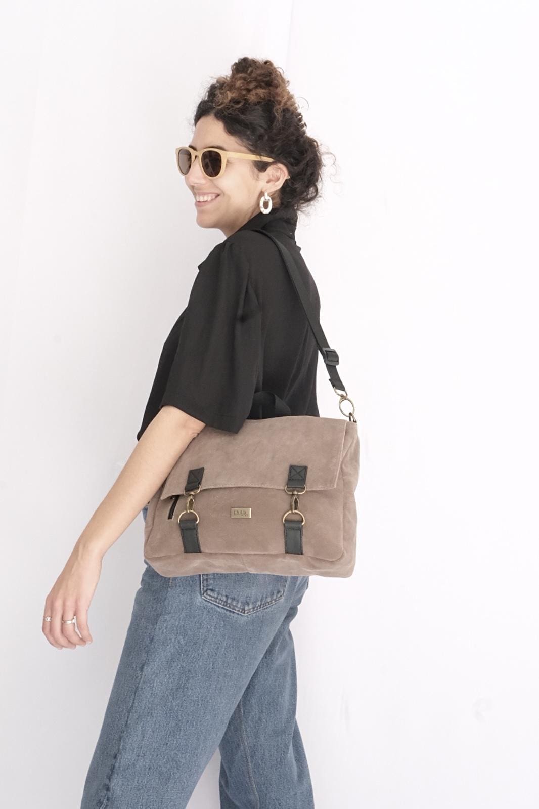 Suede-Like Jaffa Backpack/Side Bag