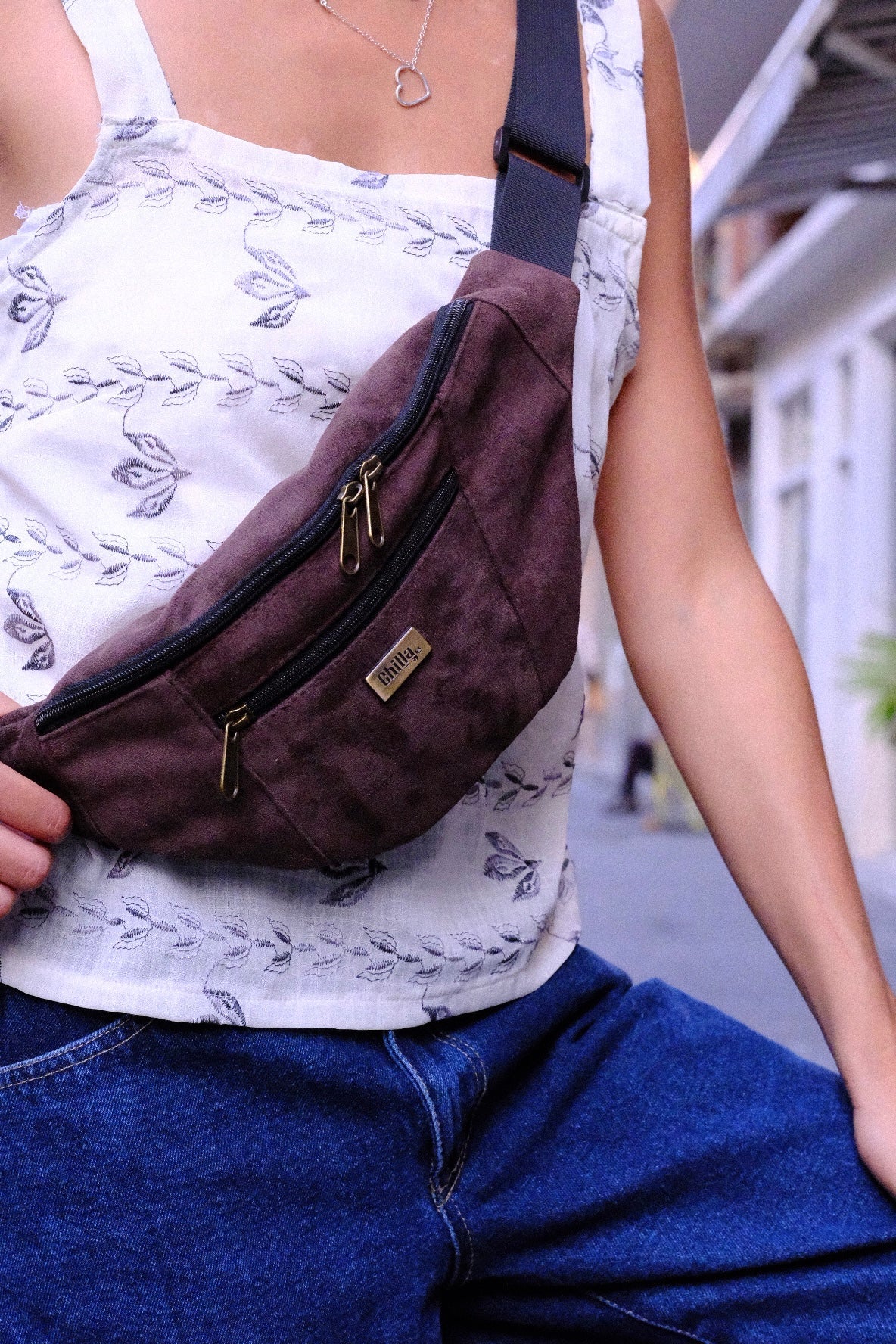 Brown Suede-Like Large Roni Fanny Pack