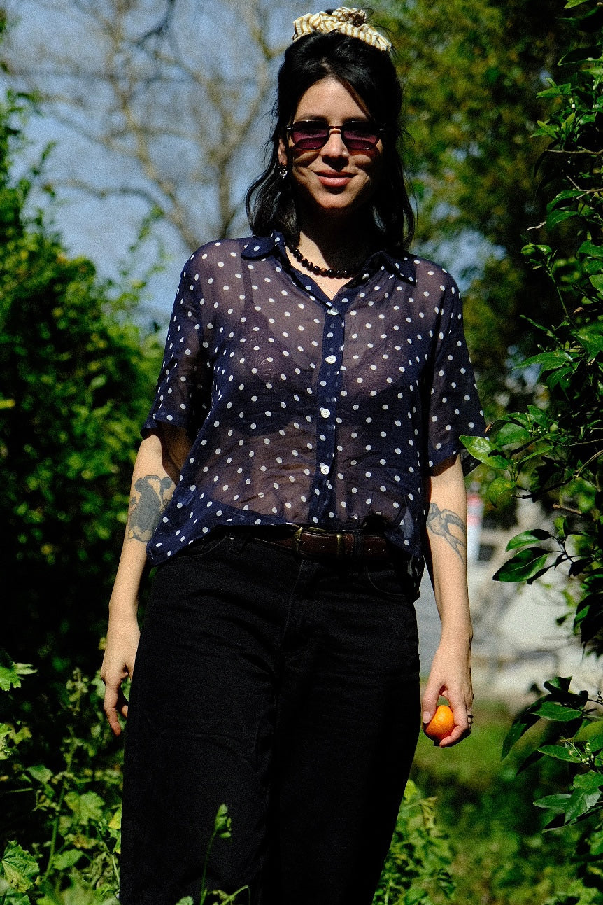 Dotted Chiffon Dror Button-Up Shirt