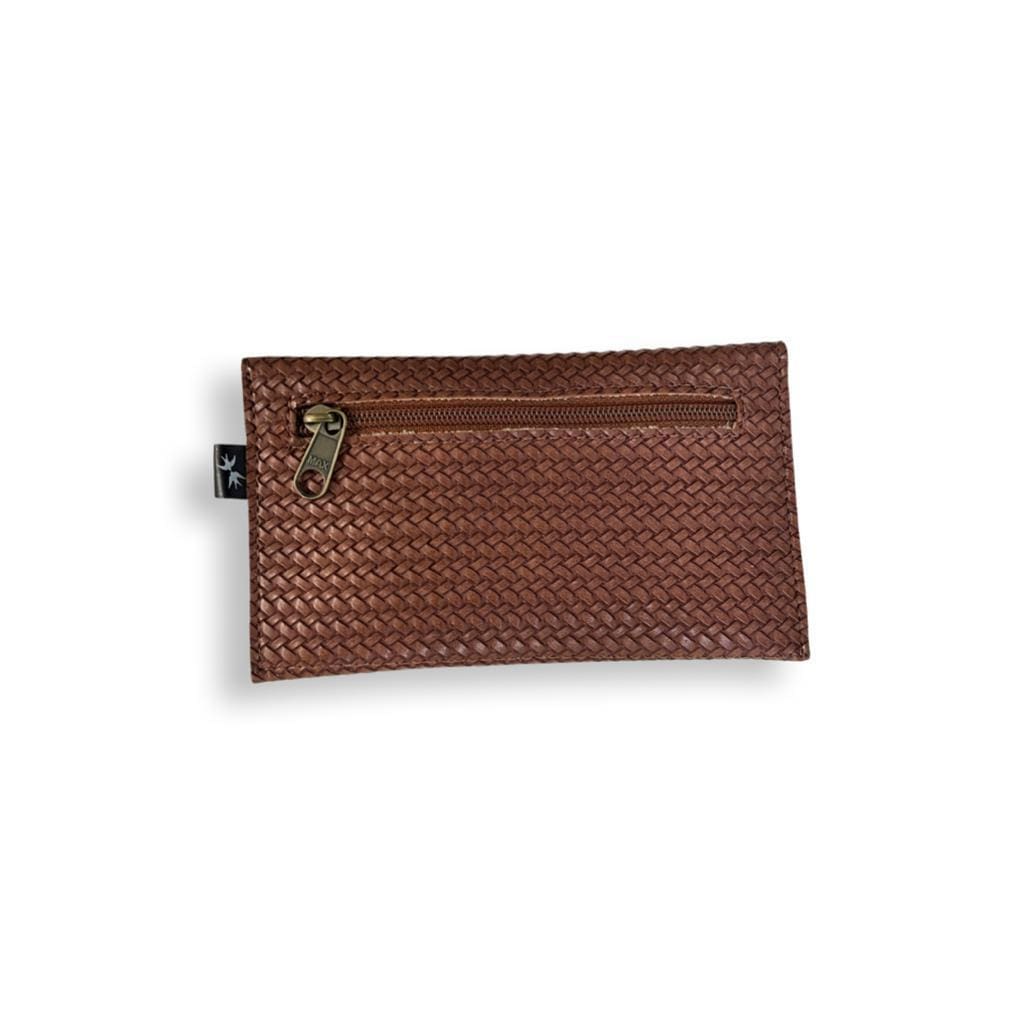 Small brown braided enlarged purse