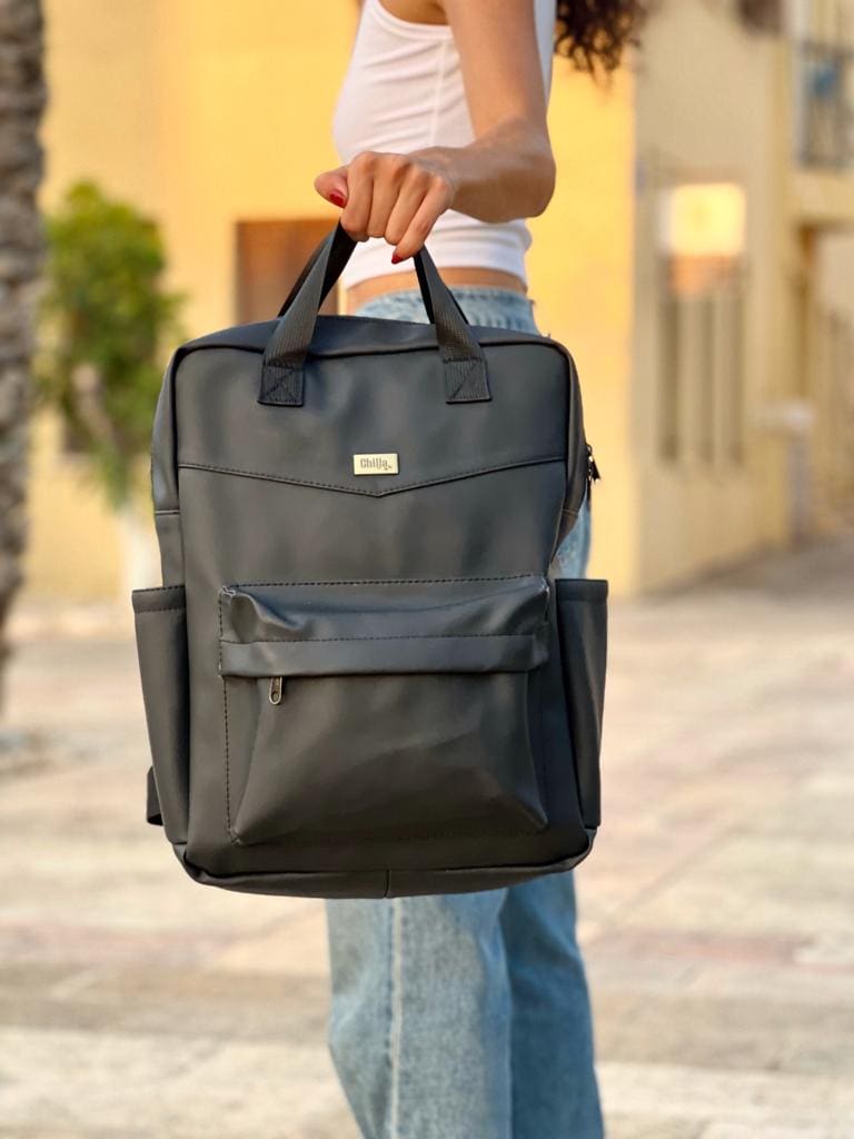 Black Leather-like NOAH Backpack