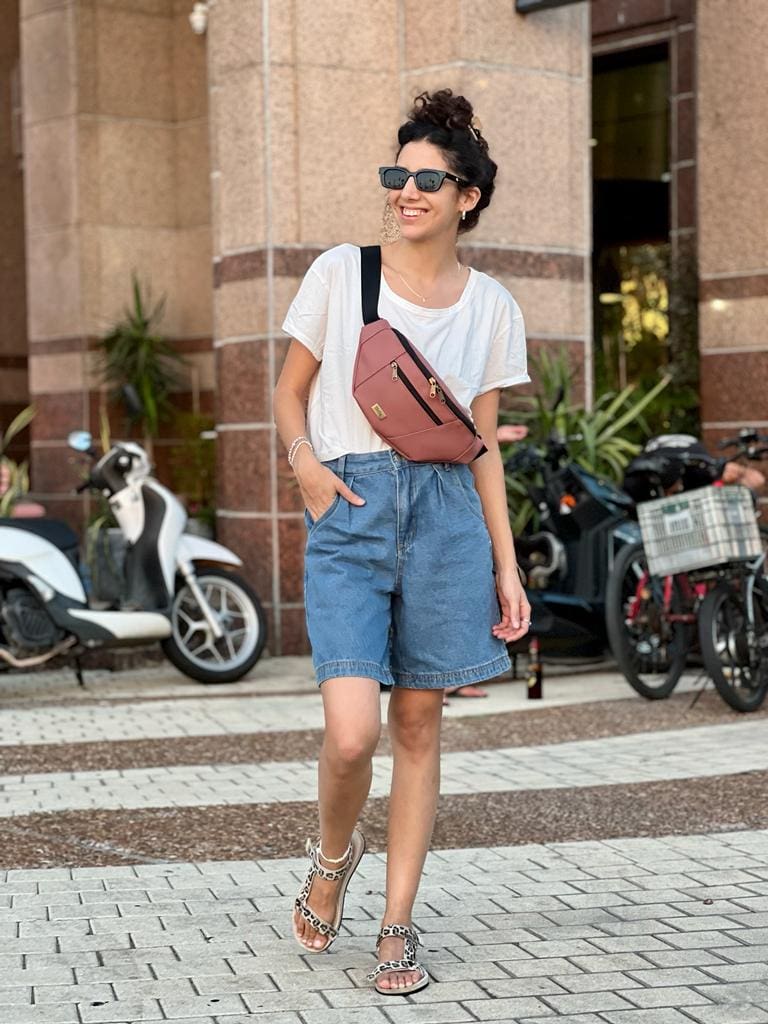 Antique Pink Leather-Like Large Roni Fanny Pack