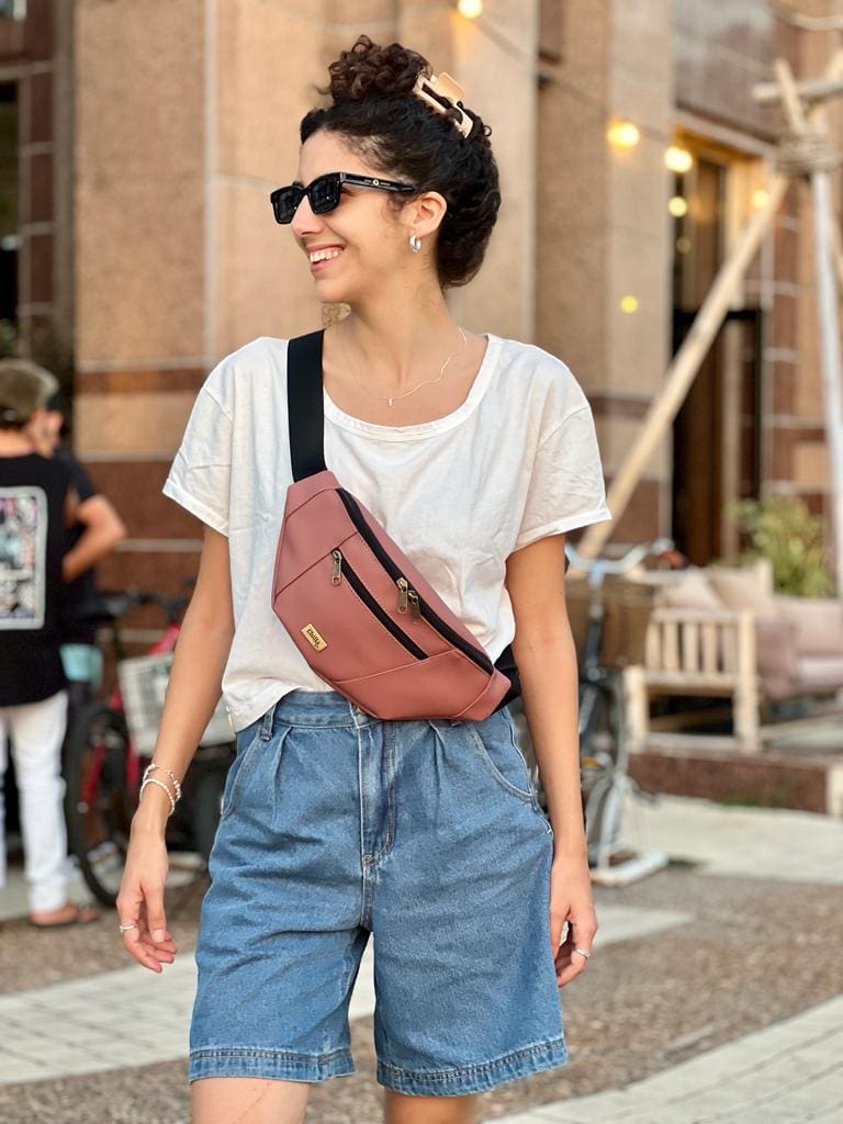 Antique Pink Leather-Like Large Roni Fanny Pack