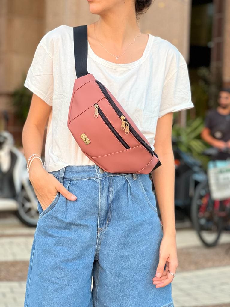 Antique Pink Leather-Like Large Roni Fanny Pack