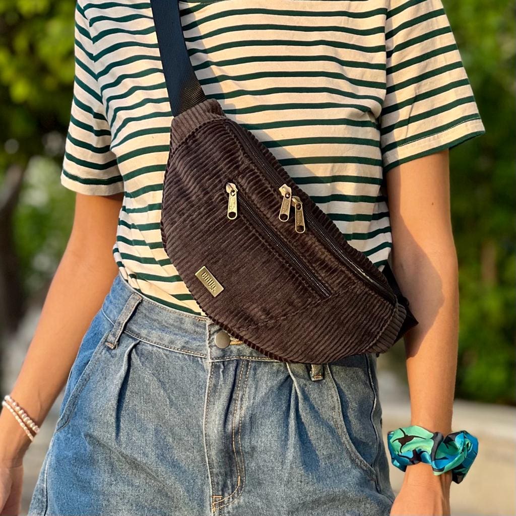 Black Corduroy Large Roni Fanny Pack