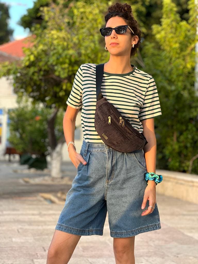 Black Corduroy Large Roni Fanny Pack