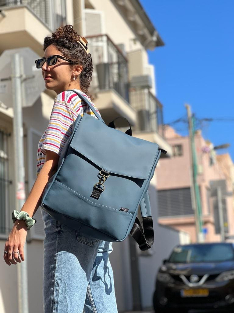Blue–Turquoise Nubuck-Like Large Students Backpack