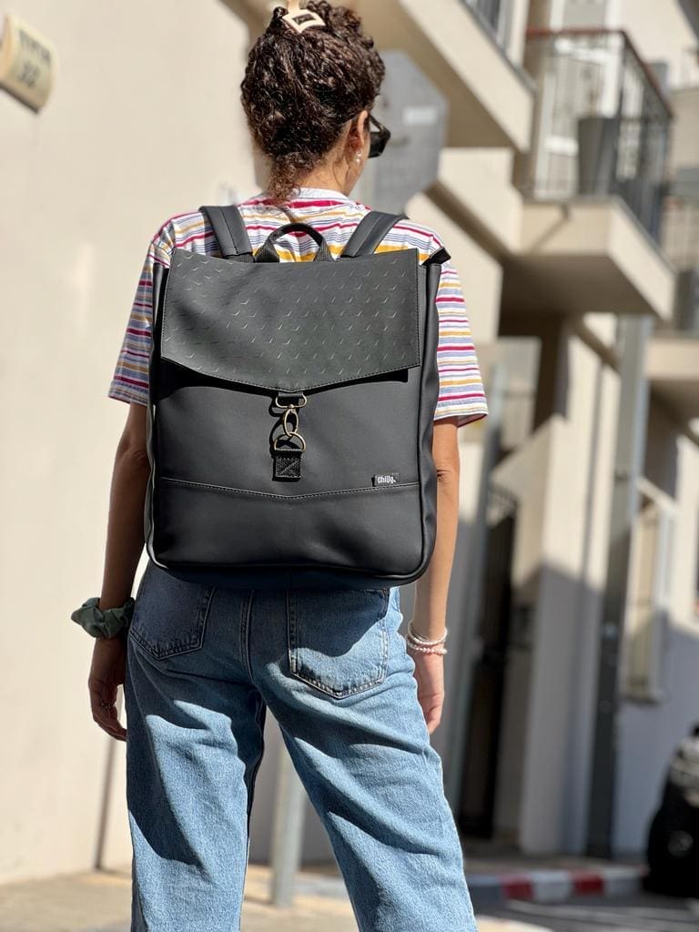 Black Bird Texture Large Students Backpack