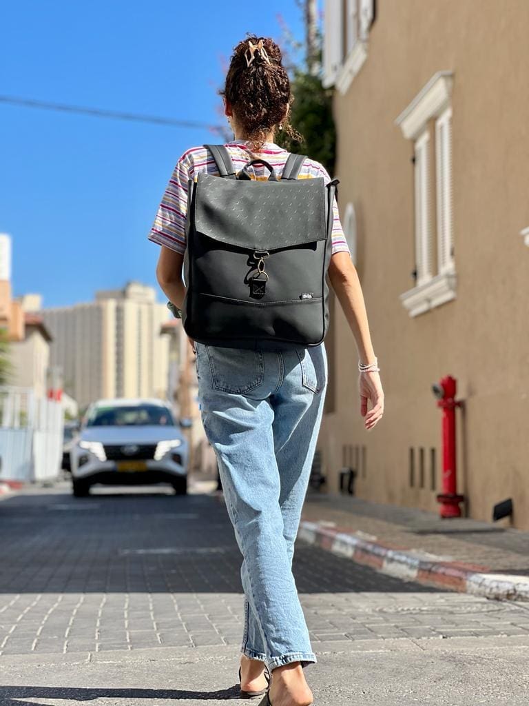 Black Bird Texture Large Students Backpack