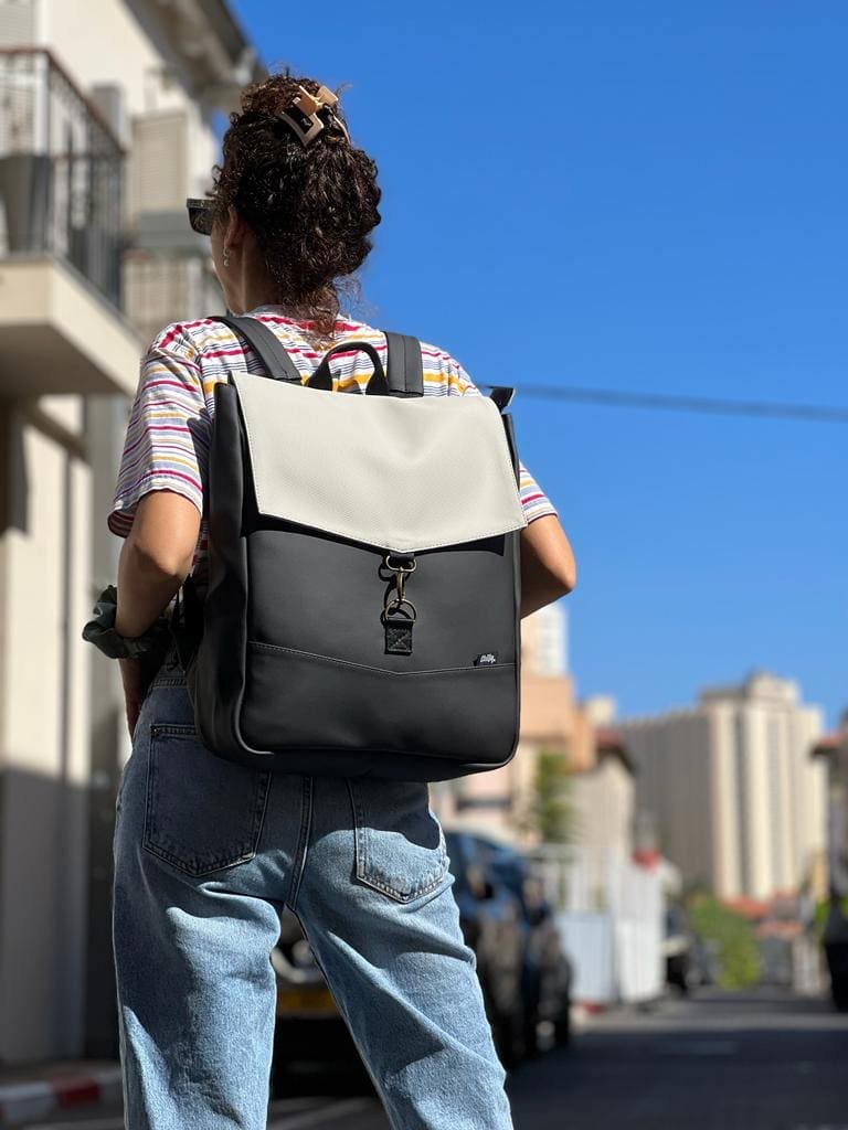 Large black student bag with stone texture