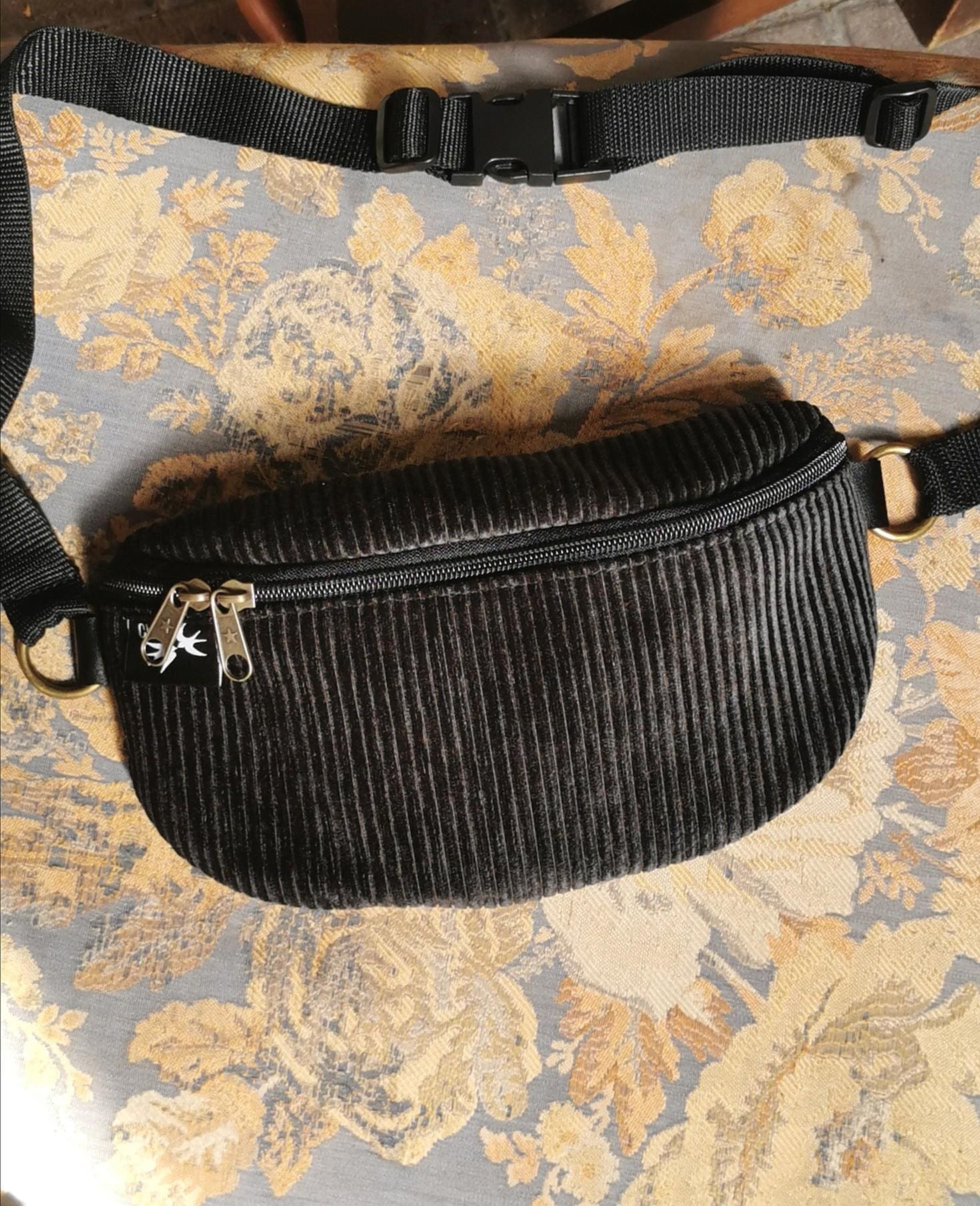 New Black Corduroy Helga Fanny Pack