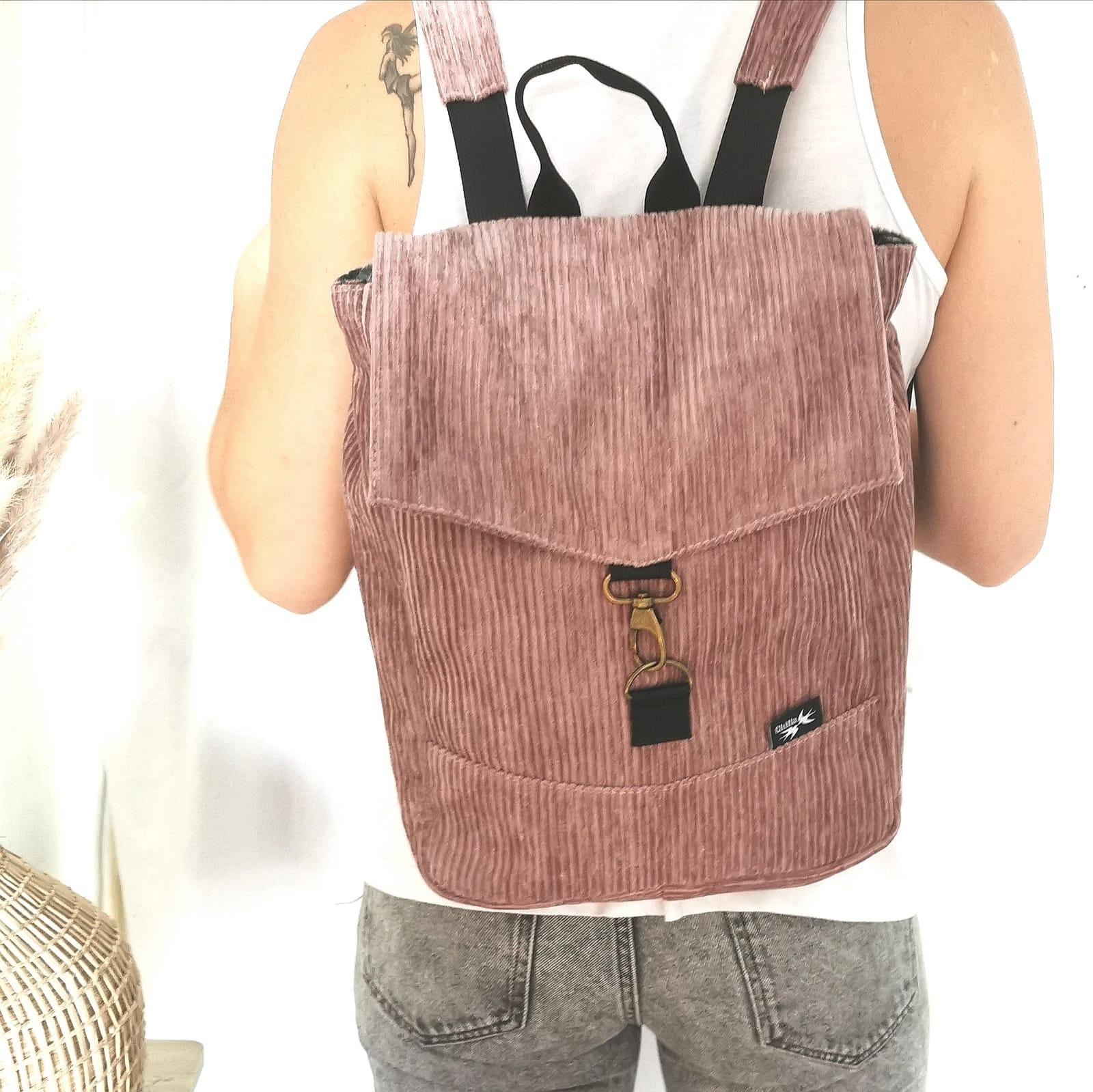 Antique Pink Corduroy Mini Students Backpack