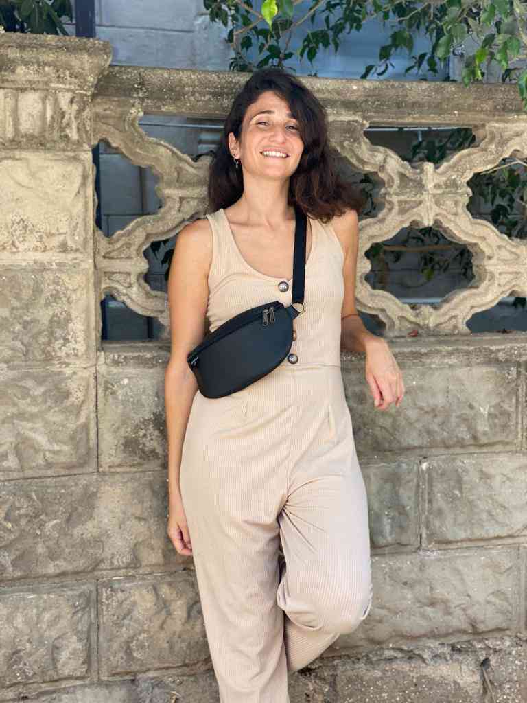 Matte Black Imitation Leather Helga Fanny Pack