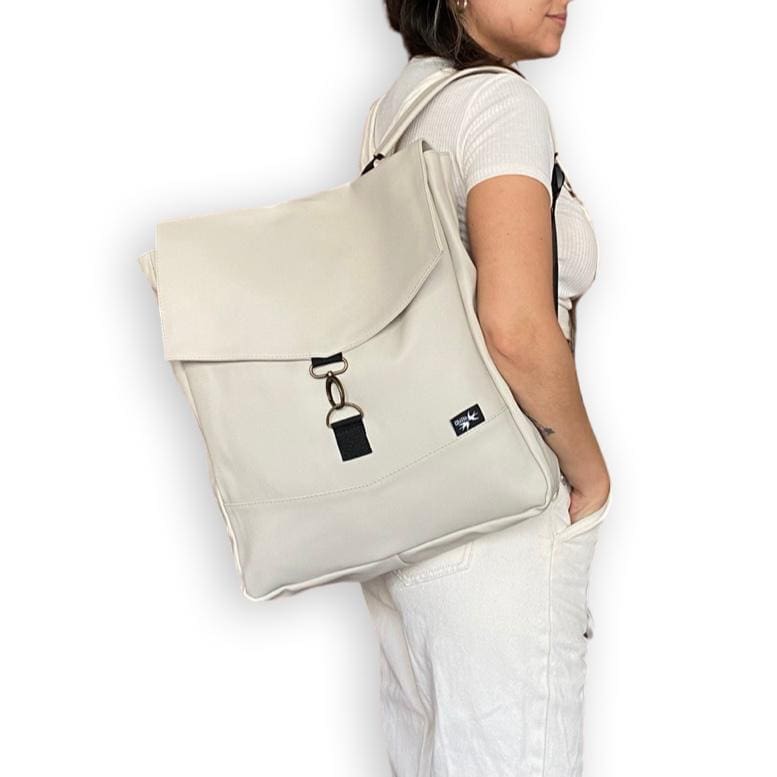Cream nubuck-like student bag