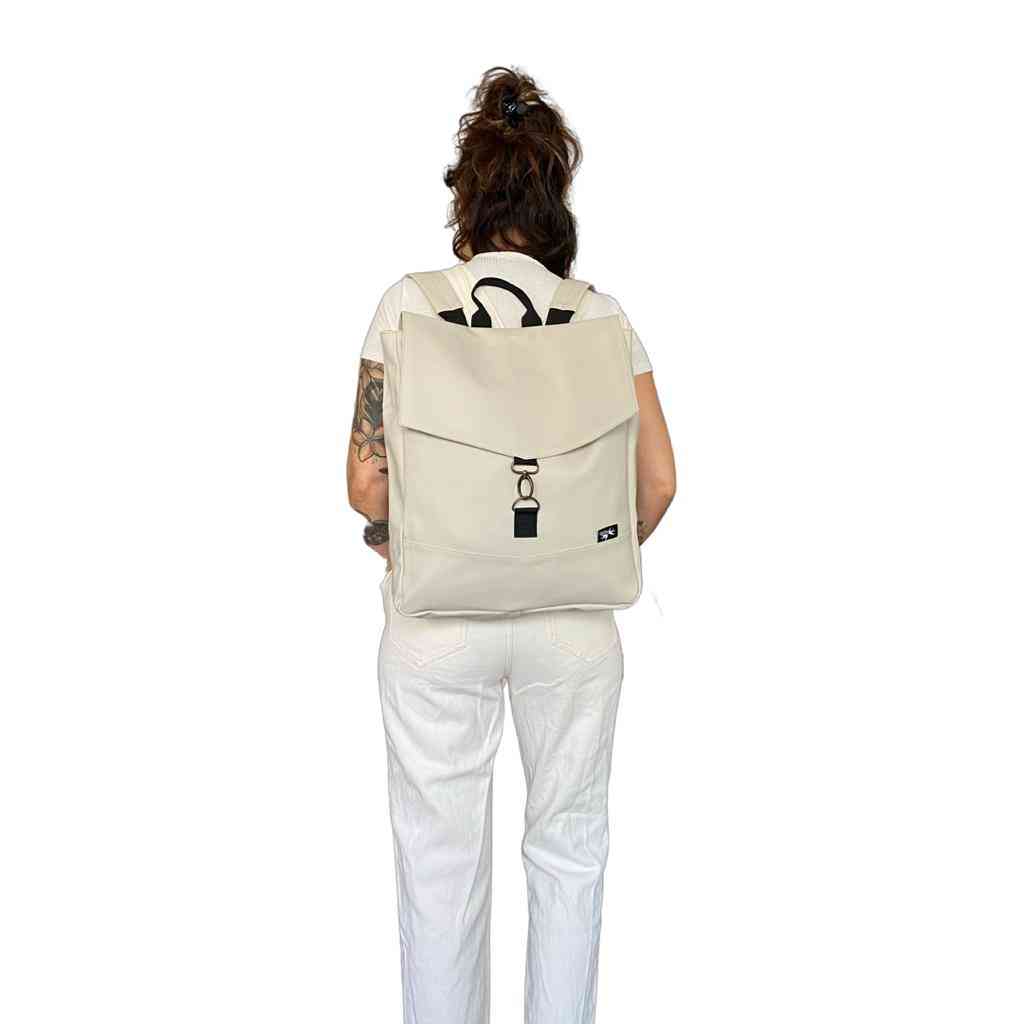 Cream nubuck-like student bag