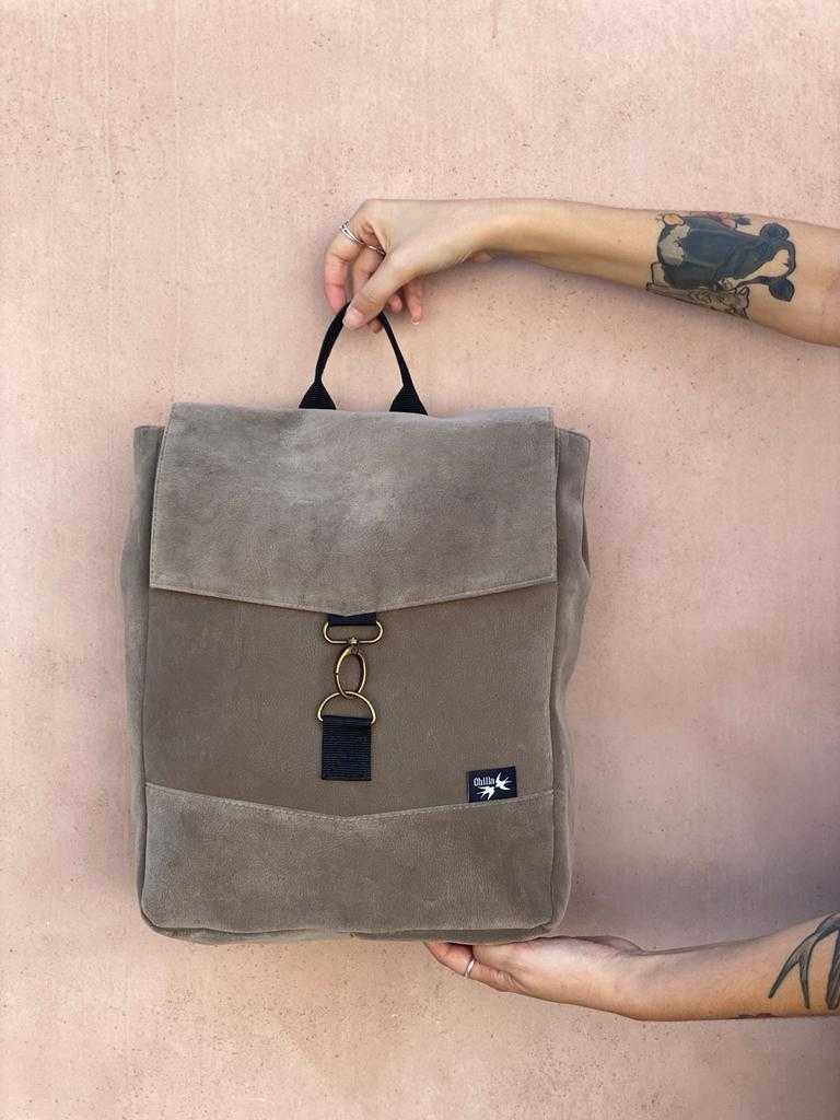 Brown Suede-like Mini Students Backpack