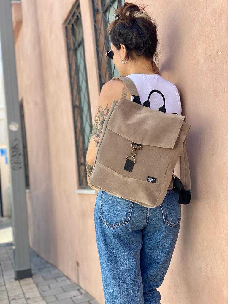 Brown Suede-like Mini Students Backpack