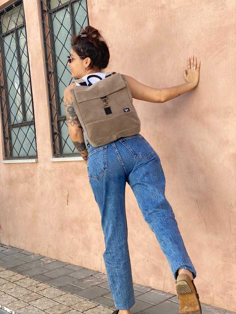 Brown Suede-like Mini Students Backpack