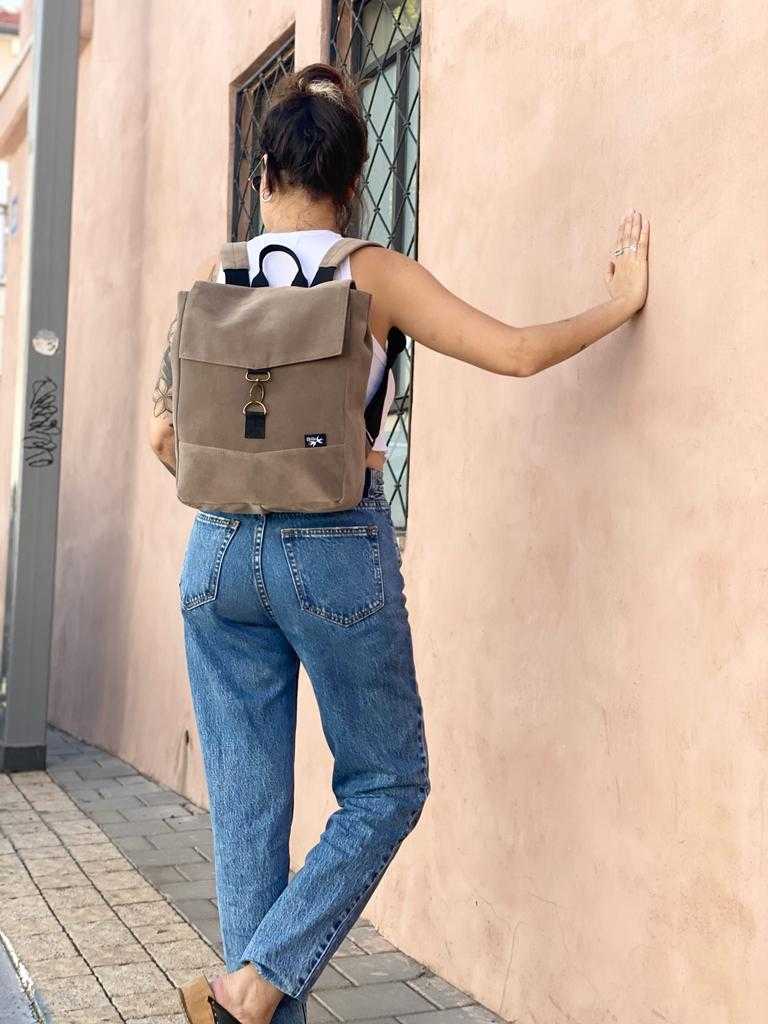 Brown Suede-like Mini Students Backpack