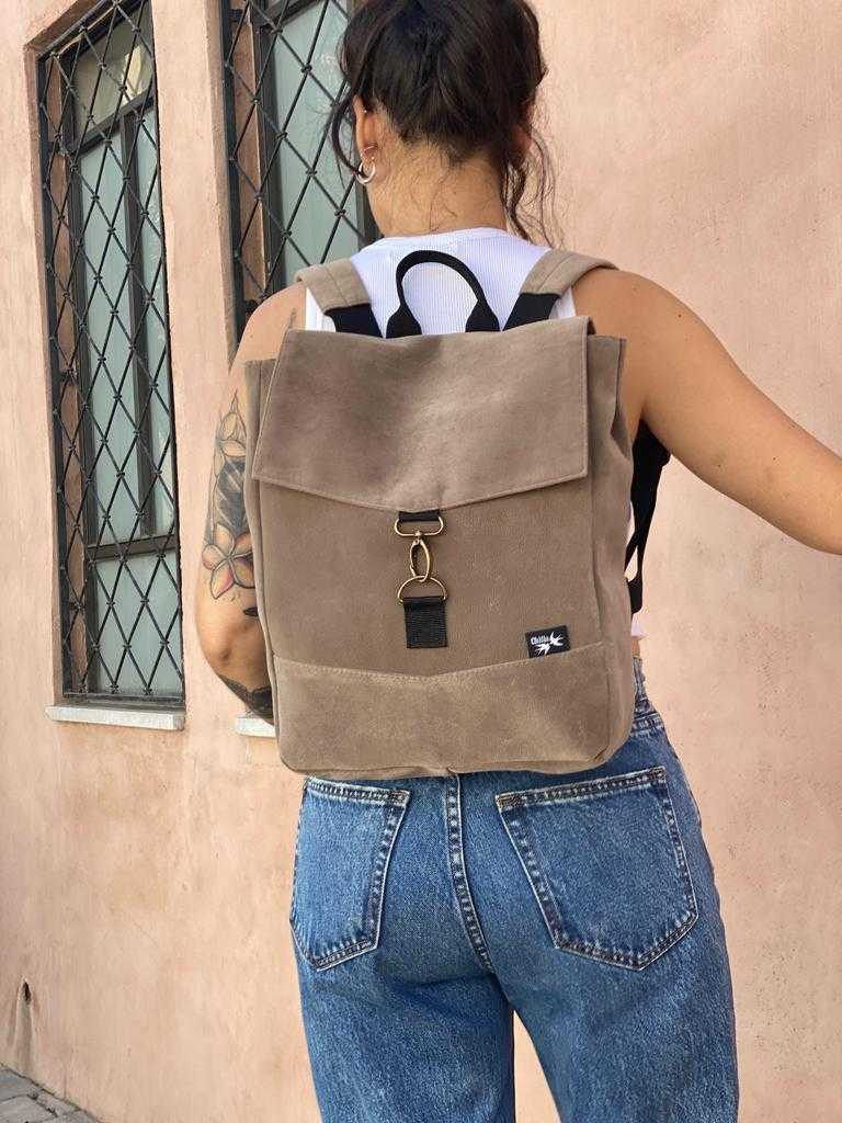 Brown Suede-like Mini Students Backpack