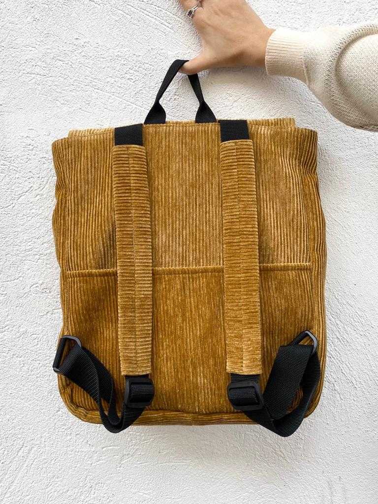 Mustard Corduroy Large Students Backpack