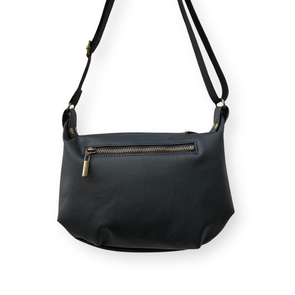 Black Leather-Like Vital Side Bag