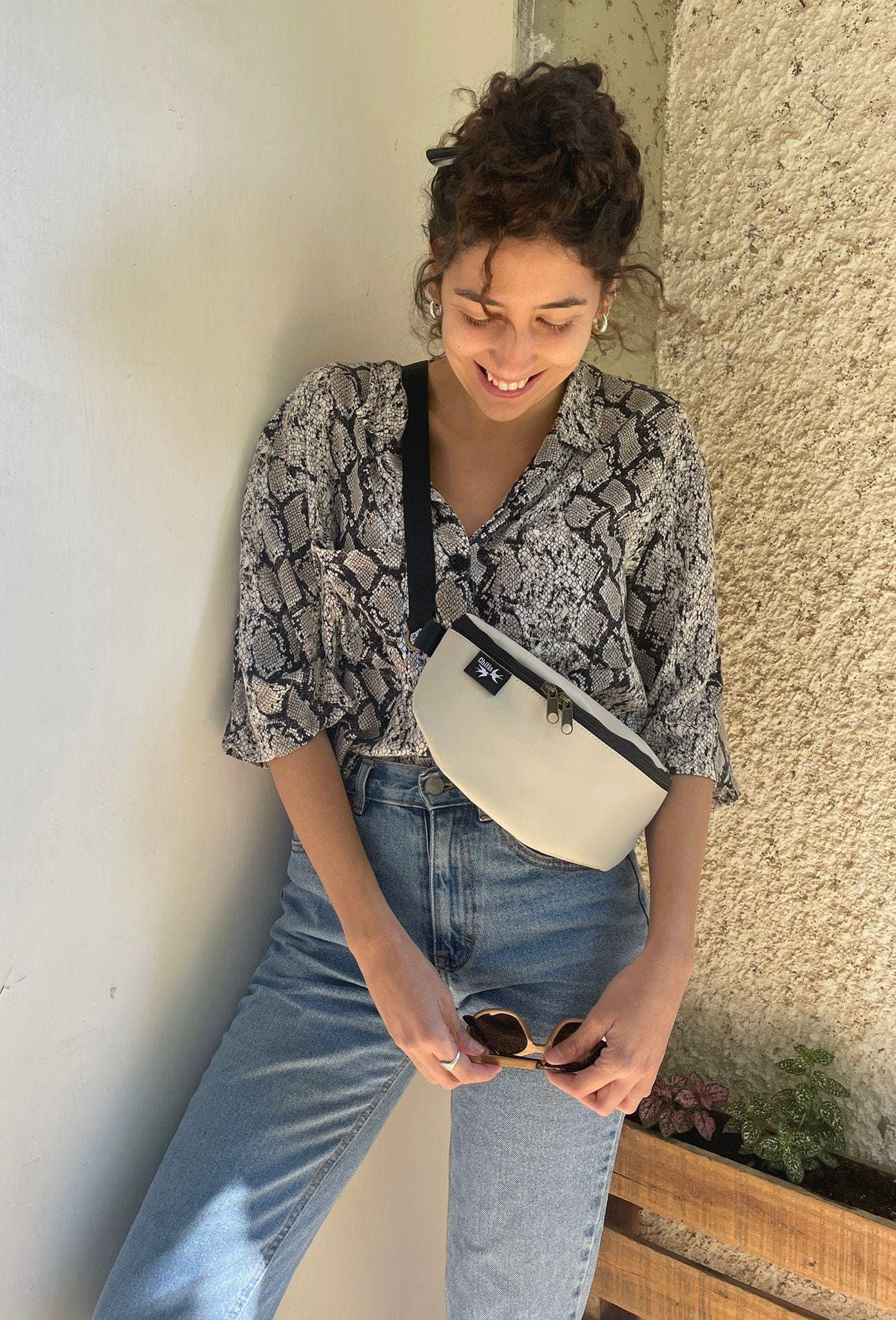 Cream Faux Leather Helga Fanny Pack