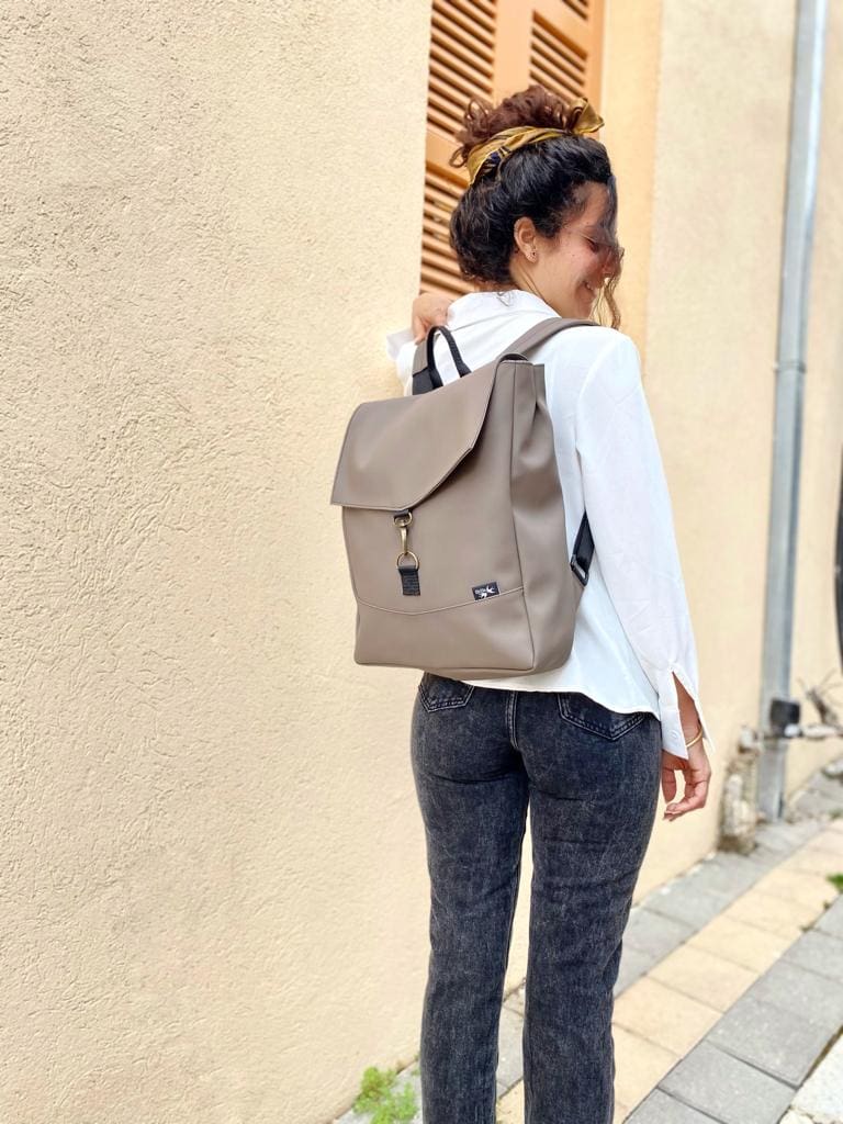 Brown Nubuck-Like Large Students Backpack