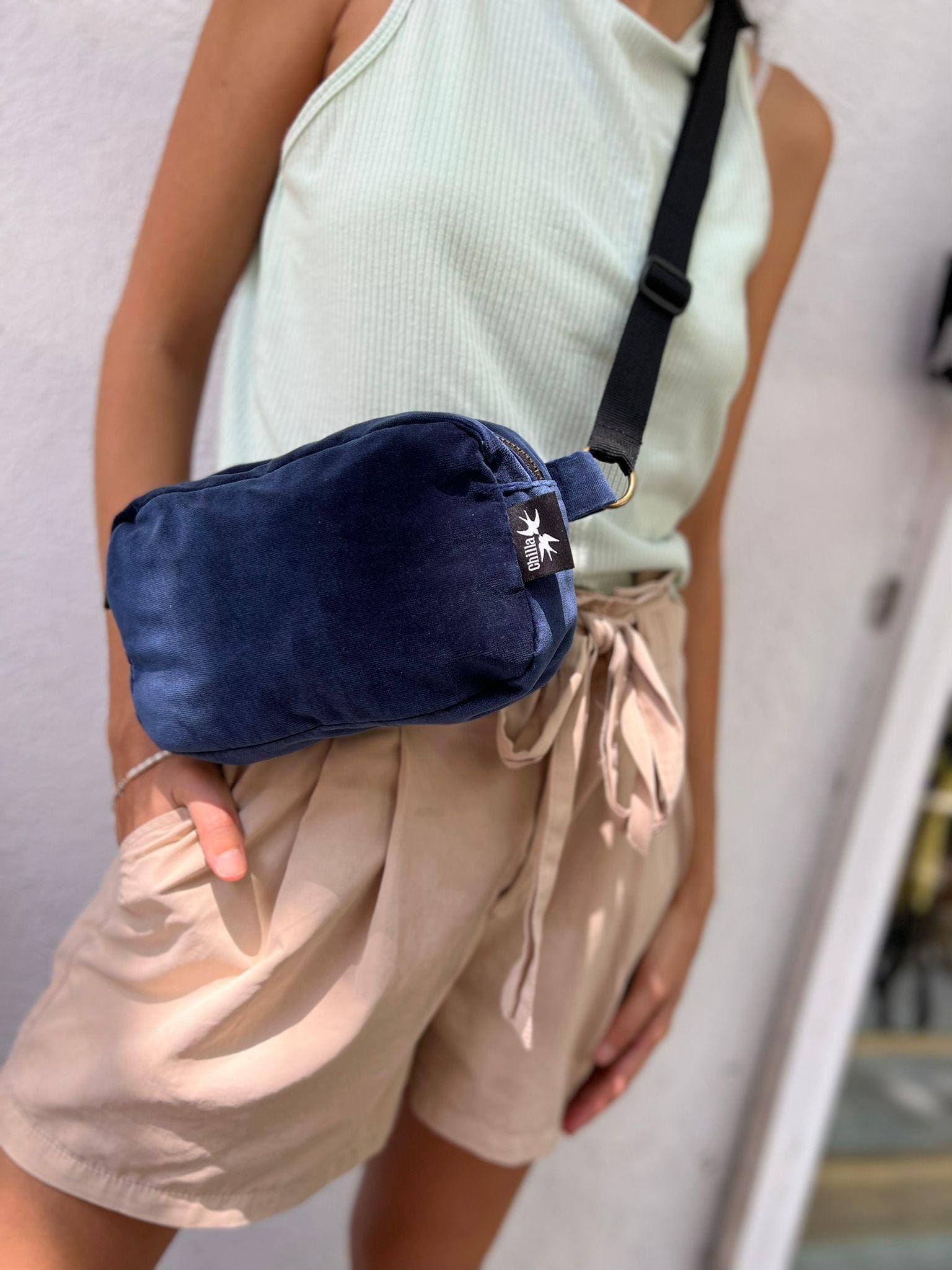 Dark Blue Velvet Lawrence Fanny Pack