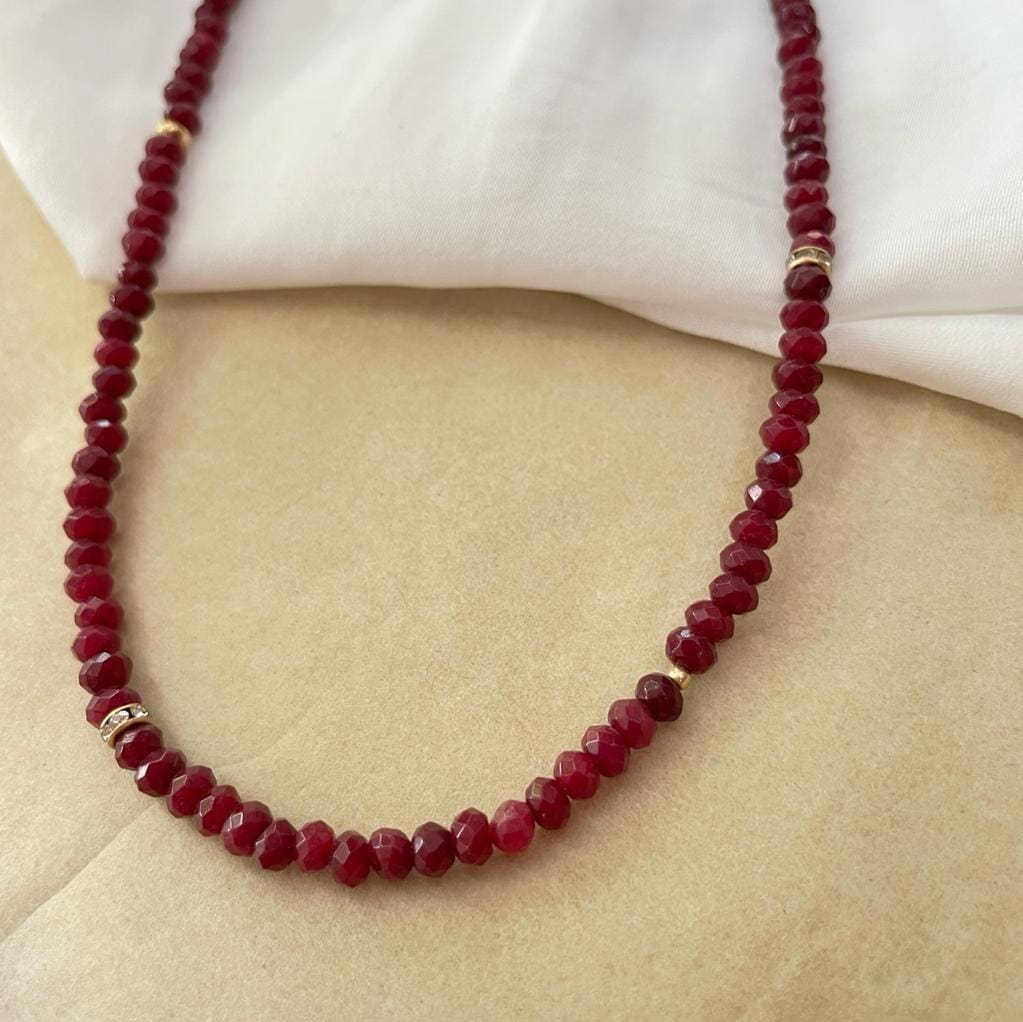 שרשרת רוז חרוזים בורדו