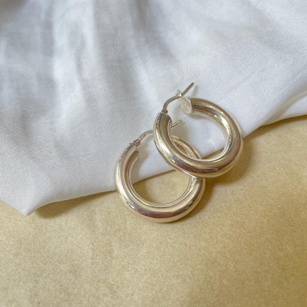 עגילי חישוק עבים כסף 925