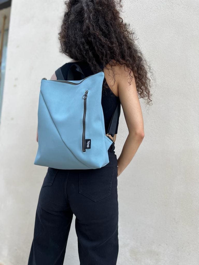 Light Blue Nubuck-Like Reut Bag