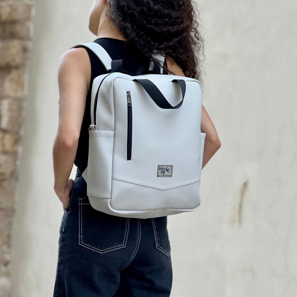 תיק גב שמנת דמוי עור