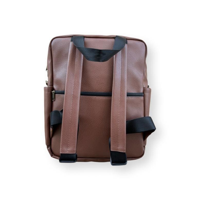 Textured leather-like brown nacho bag