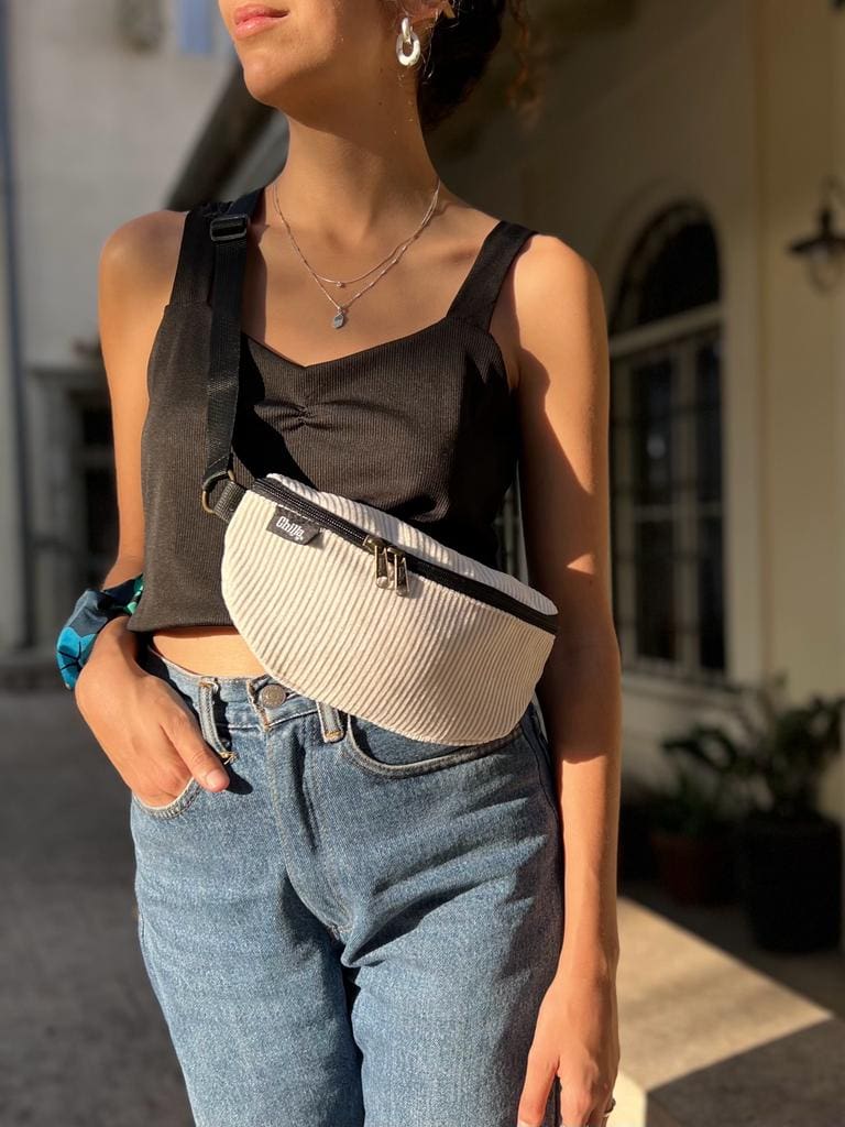 White Corduroy Helga Fanny Pack