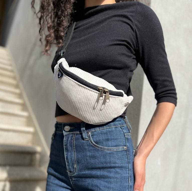 White Corduroy Roni Fanny Pack