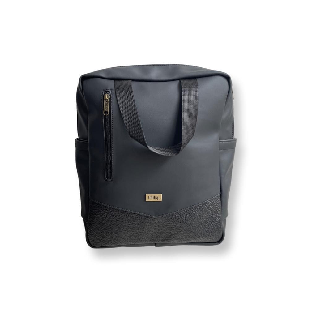 מיני נאצ'ו שחור דמוי עור בשילוב טקסטורה גסה