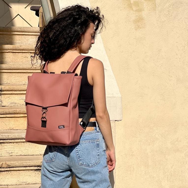 Antique Pink Leather-Like Medium Students Backpack