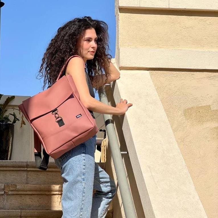 Antique Pink Leather-Like Medium Students Backpack