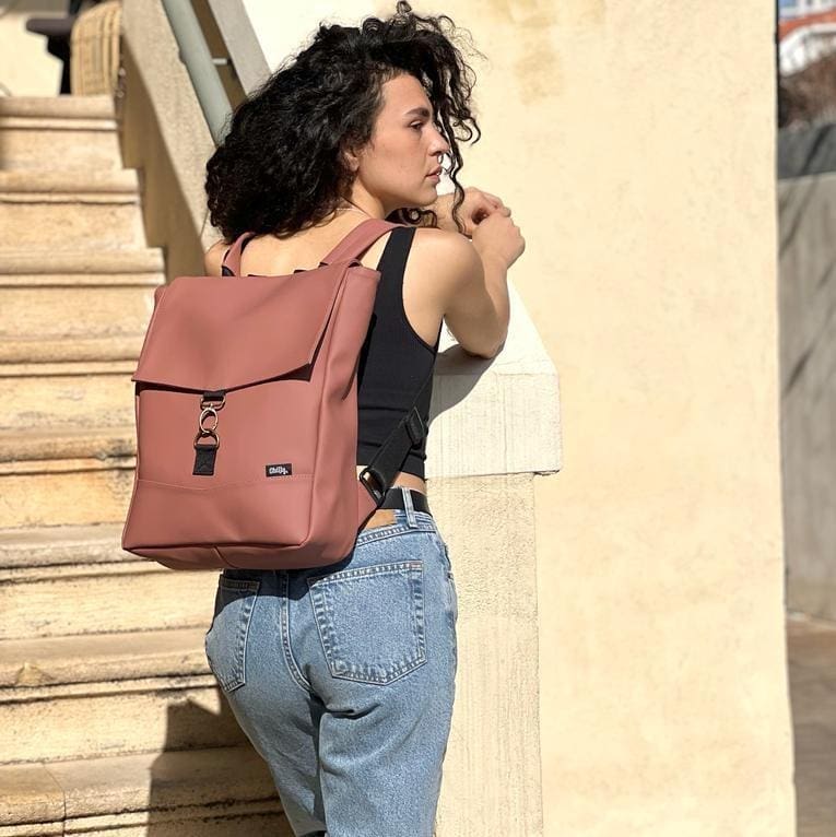 Antique Pink Leather-Like Medium Students Backpack