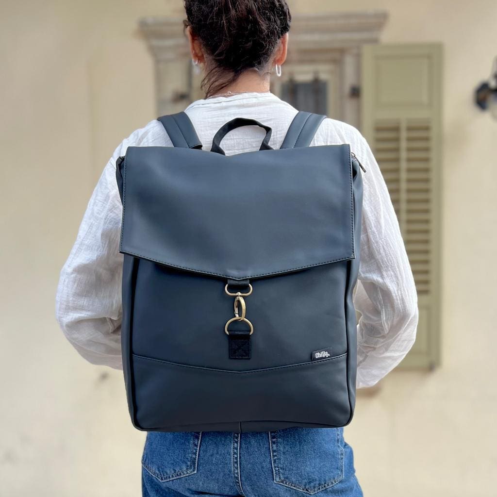Black Leather-Like Students Backpack