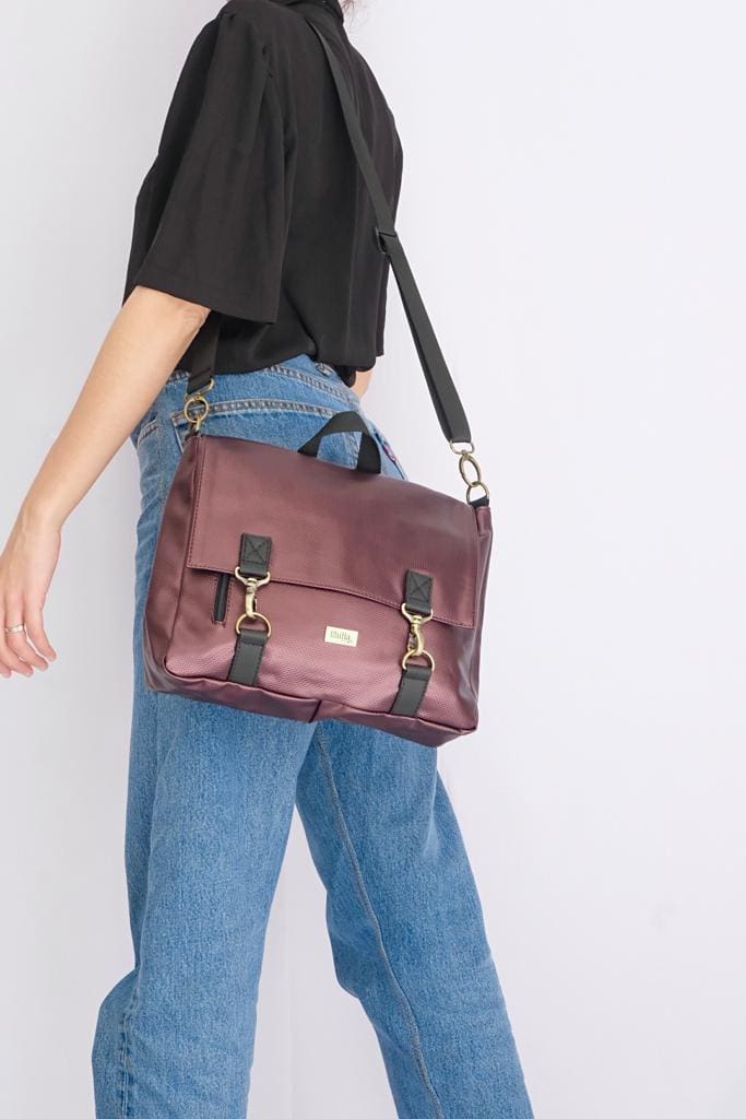 Purple Metallic Texture Jaffa Backpack/Side Bag