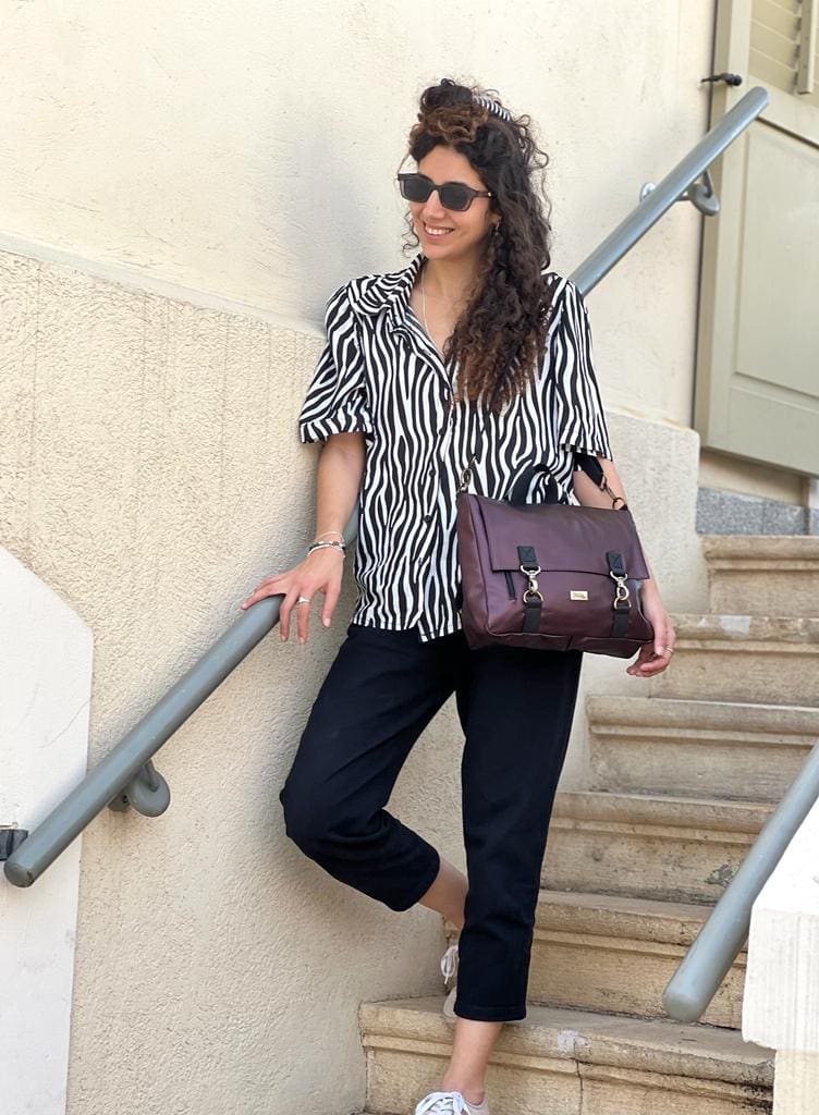 Purple Metallic Texture Jaffa Backpack/Side Bag