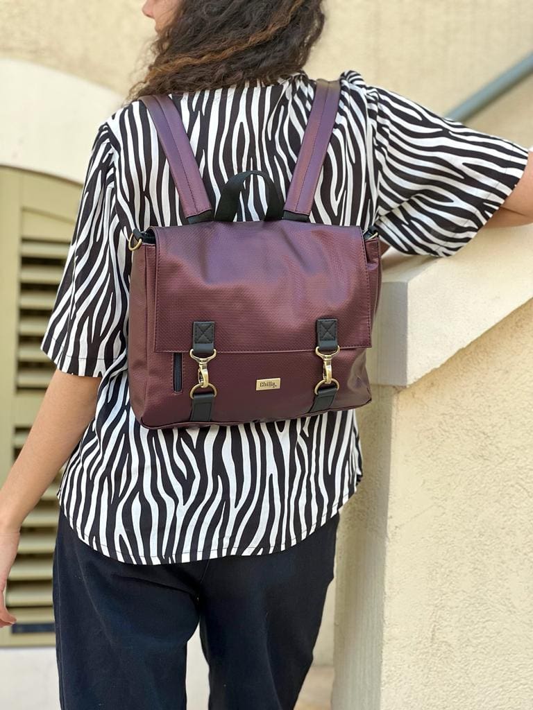 Purple Metallic Texture Jaffa Backpack/Side Bag