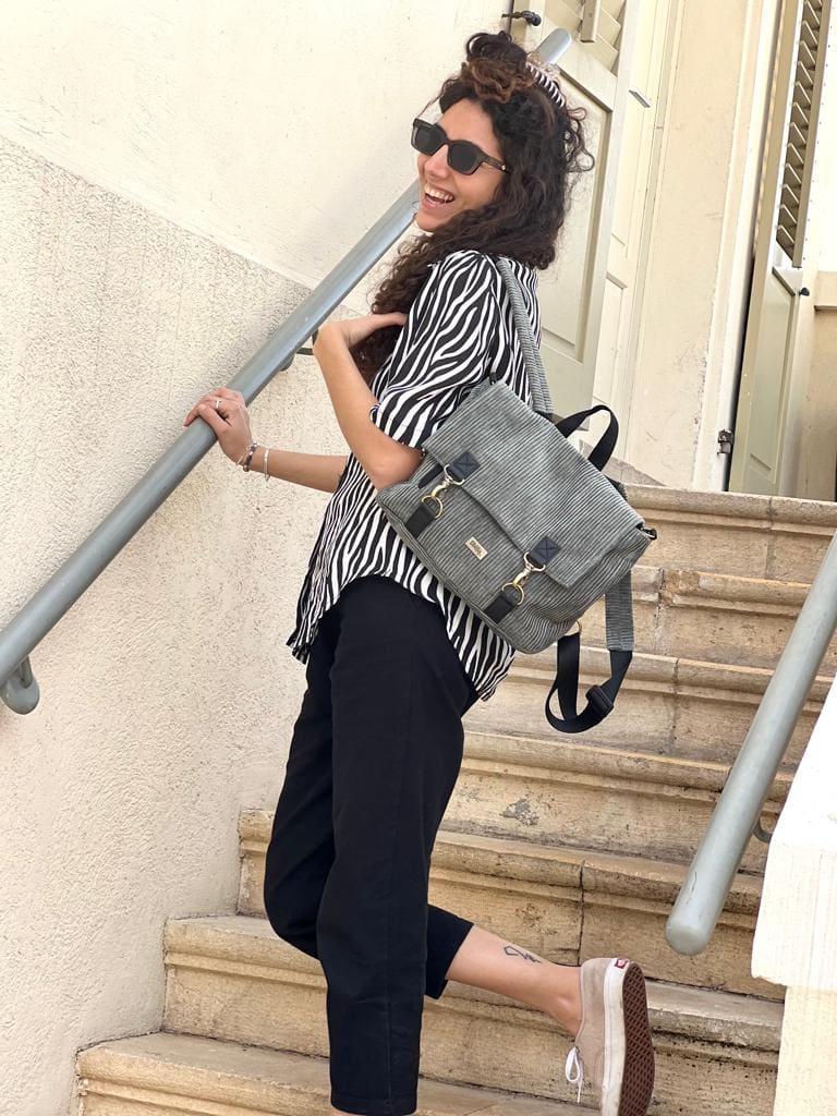 Green-Gray Corduroy Jaffa Backpack/Side Bag