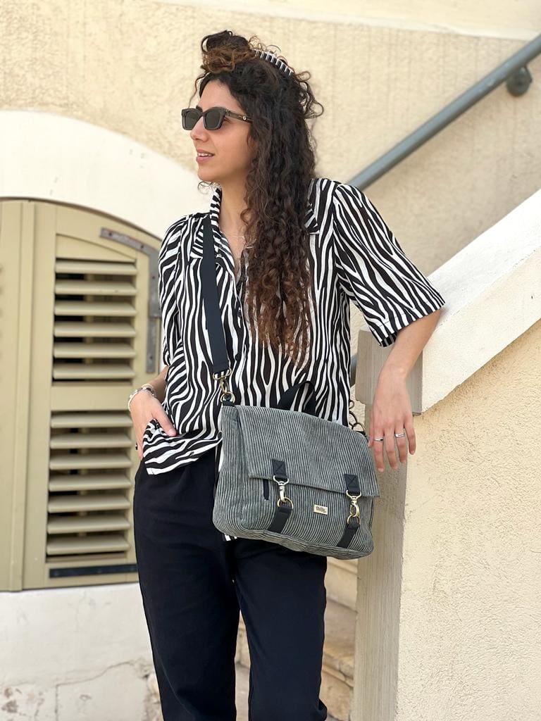 Green-Gray Corduroy Jaffa Backpack/Side Bag